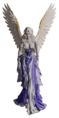 Angel of Magic, seen from the front: a winged angel in a violet gown, wings spread.