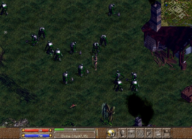 The same kind of scene on a standard client, at the original resolution