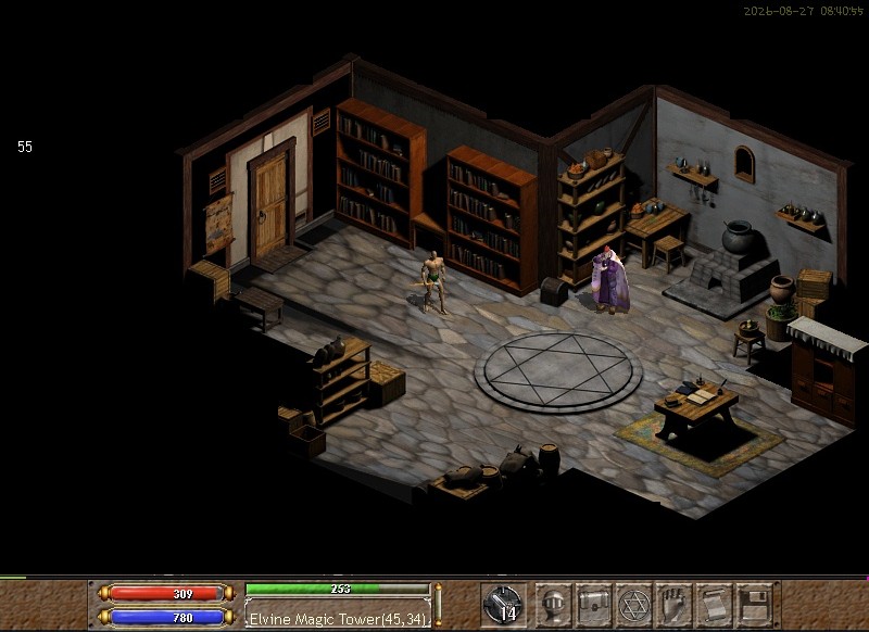 The same kind of scene on a standard client, at the original resolution