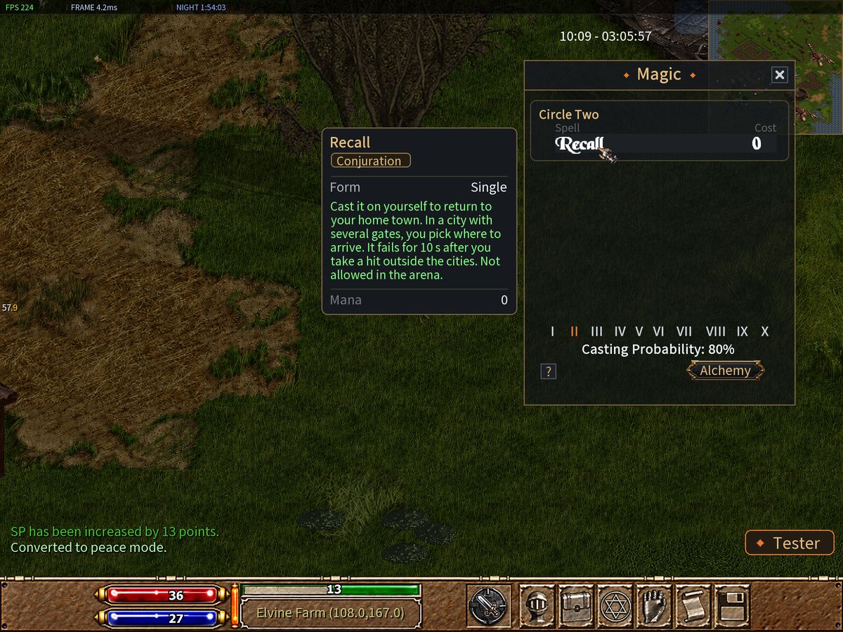 The Magic window (F7) on the second circle, with Recall.
